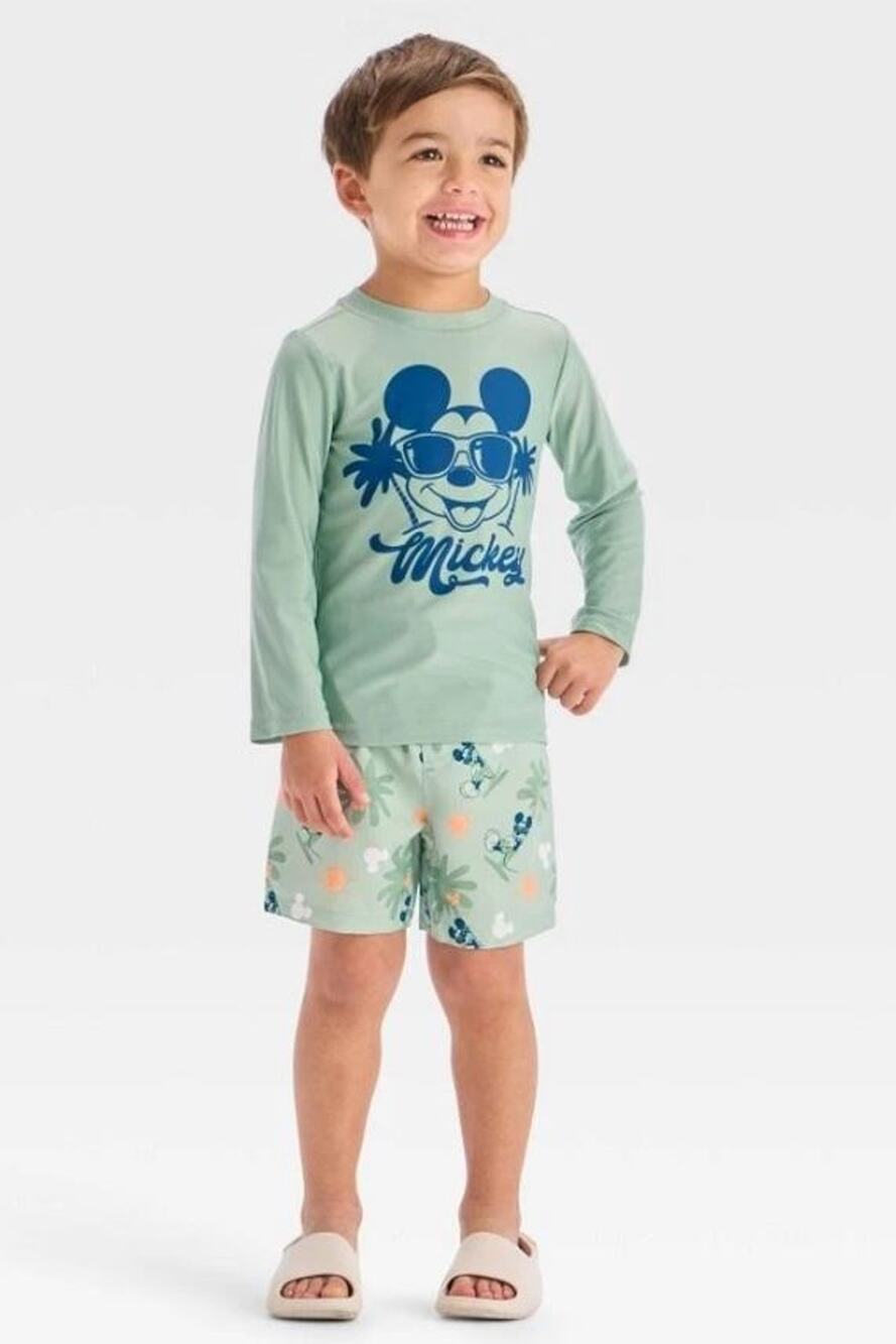 Disney Mickey Mouse Boys 2T Rash Guard Swim Set UPF 50+ NWT